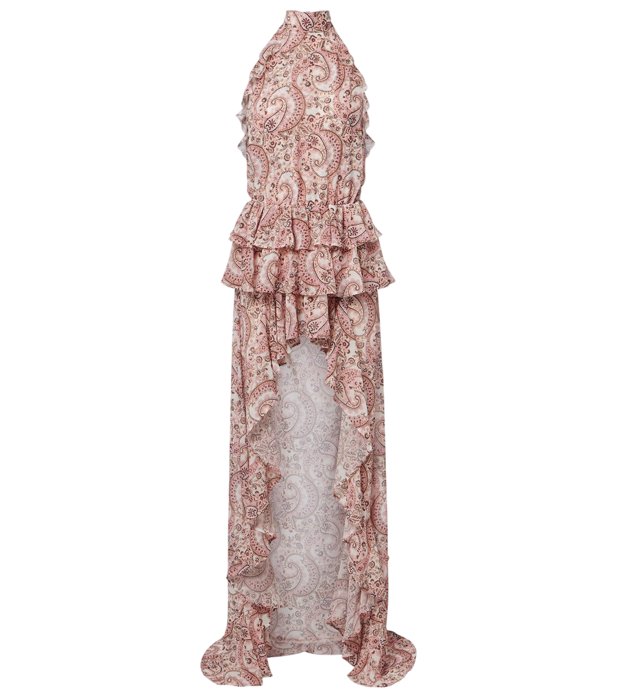 Bananhot Malena paisley ruffled asymmetric maxi dress
