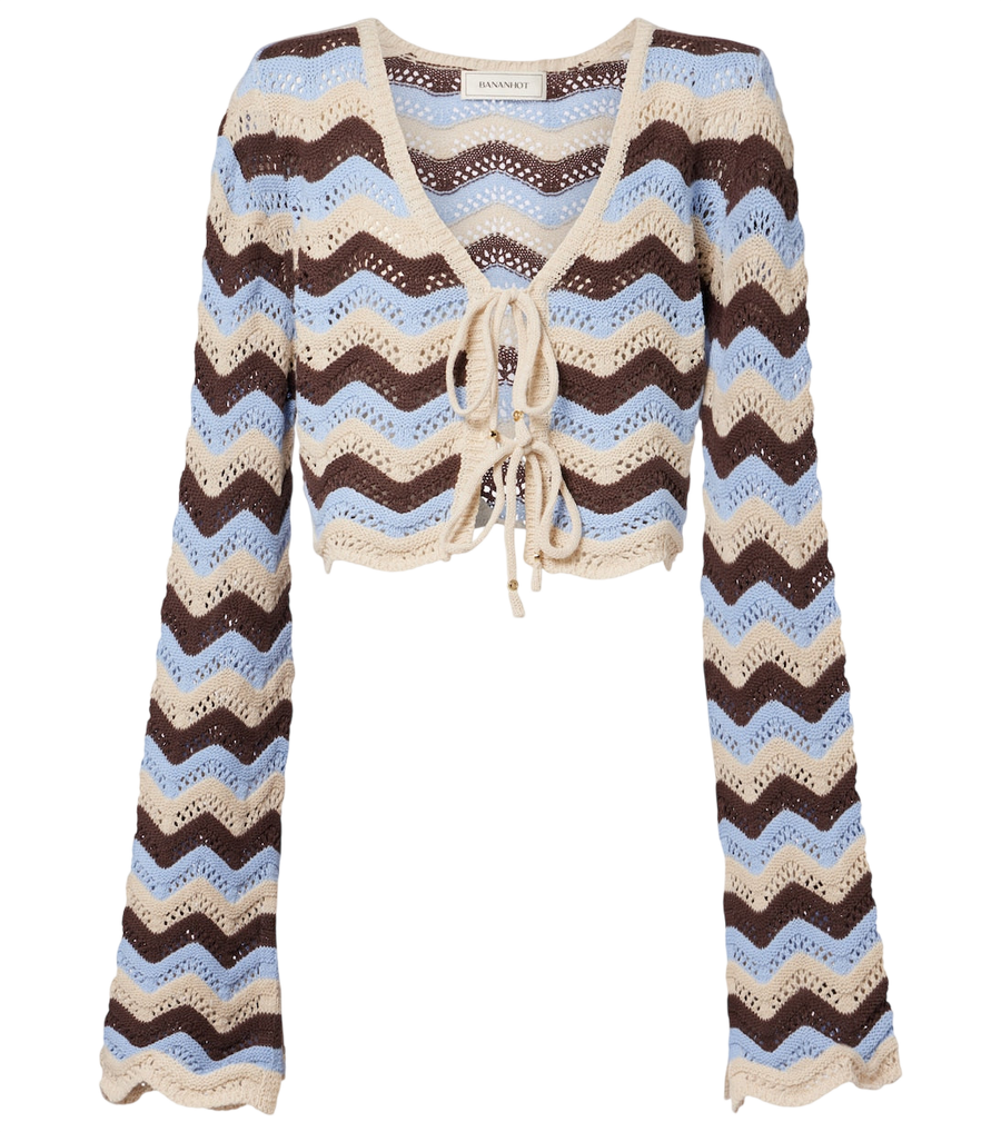 Bananhot Miana open-knit cotton-blend crop top