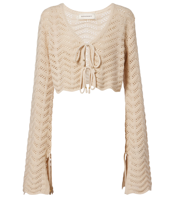 Bananhot Miana open-knit cotton-blend crop top