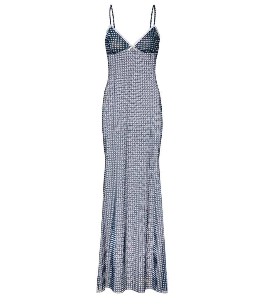 Robe longue en résille vichy Bananhot Solay