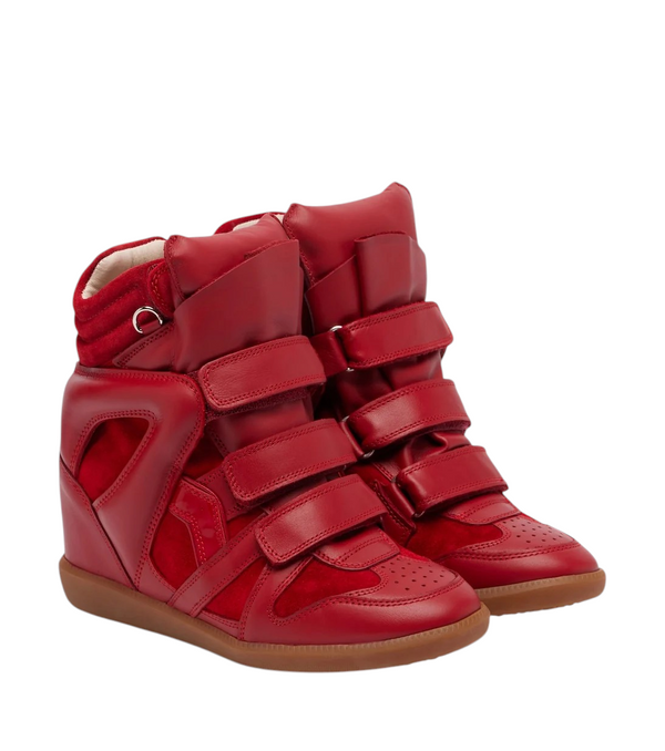 Isabel Marant Beckett Leather and Suede Wedge Sneakers
