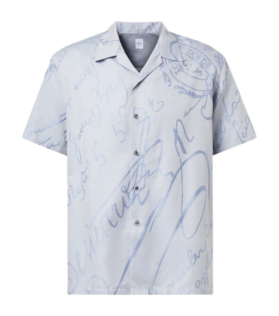 Berluti Printed cotton, wool, and silk bowling shirt