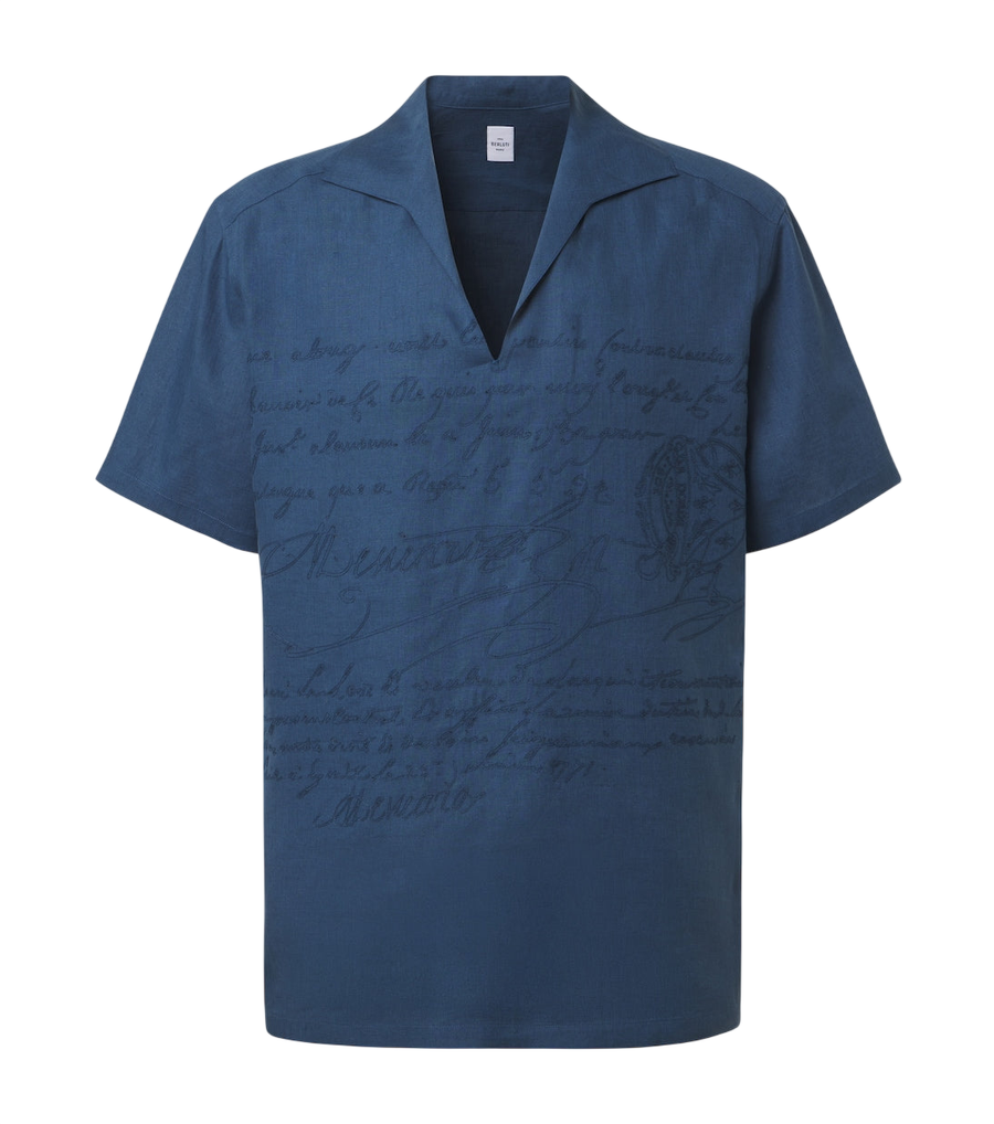 Berluti Scritto embroidered linen shirt