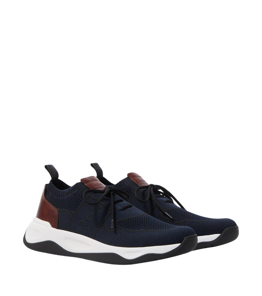 Berluti Shadow leather-trimmed knitted sneakers