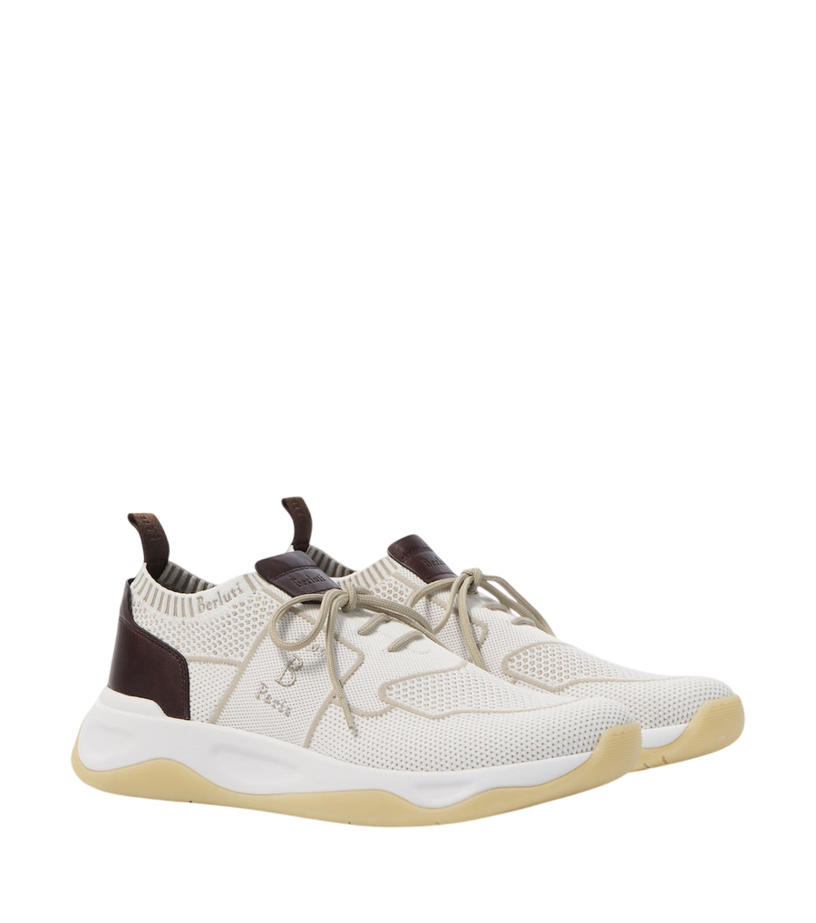 Berluti Shadow leather-trimmed knitted sneakers