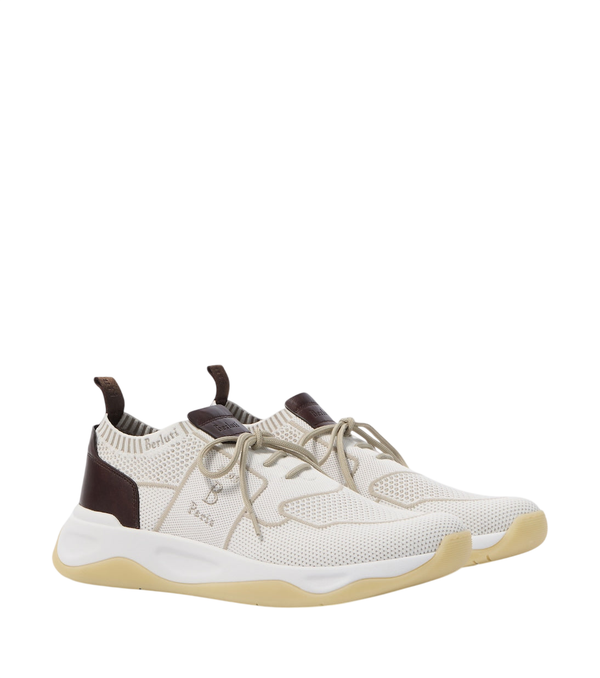 Berluti Shadow leather-trimmed knitted sneakers