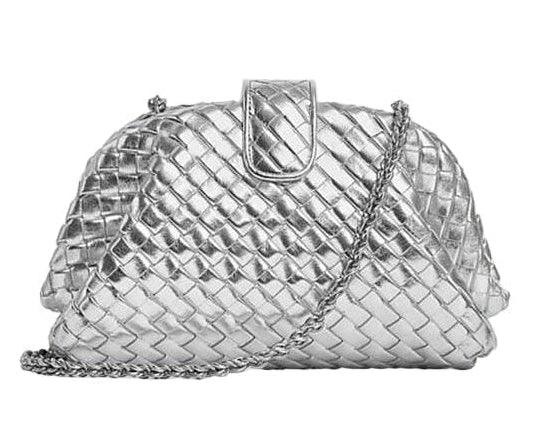 Bottega Veneta Small Lauren 1980 Metallic Leather Clutch Bag