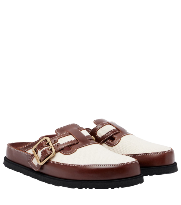 Birkenstock 1774 Boston leather-trimmed woven clogs