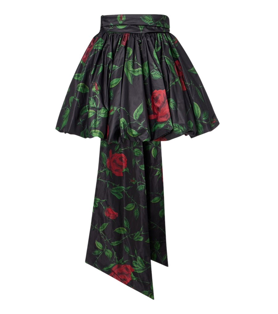 Minifalda de tafetán floral con detalle de lazo de Blumarine