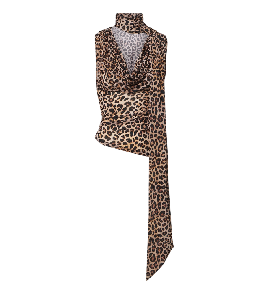 Top de leopardo con detalle de pañuelo drapeado de Blumarine