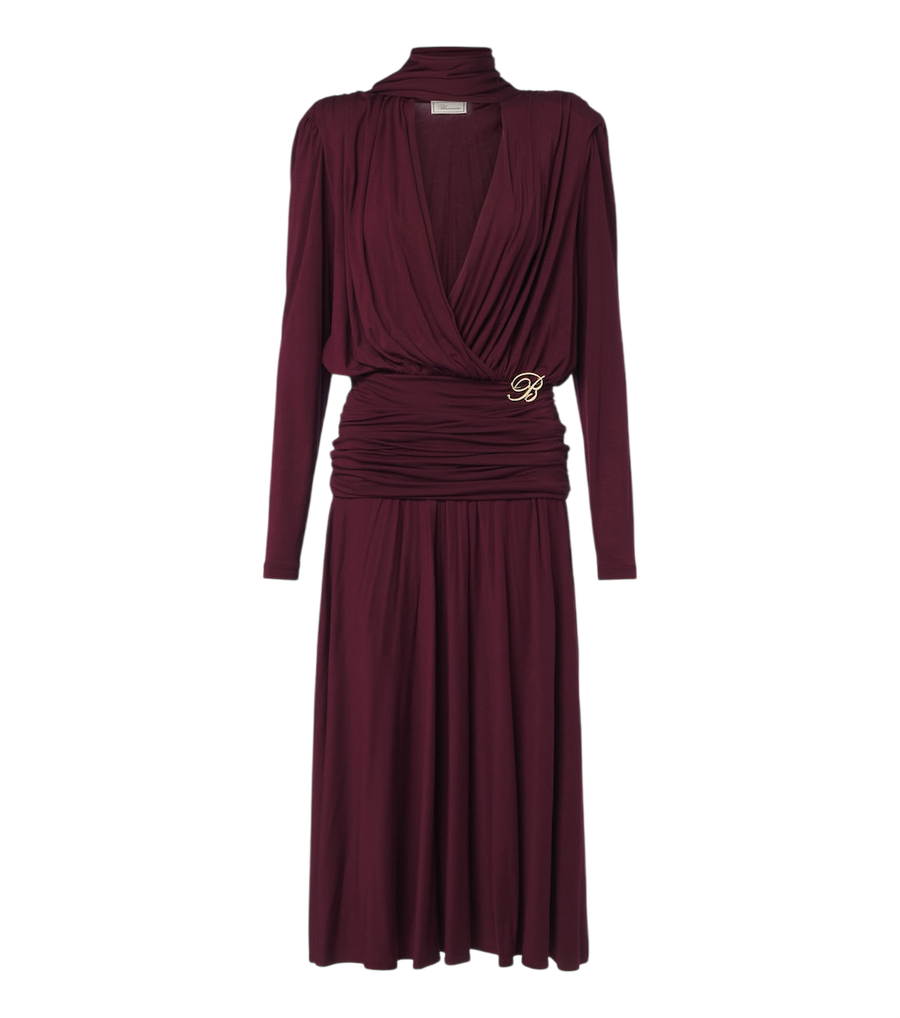 Blumarine Draped tie-neck jersey midi dress