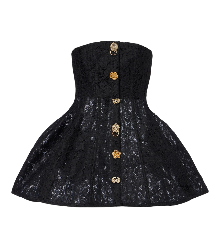 Vestido bustier de encaje con adornos de Blumarine