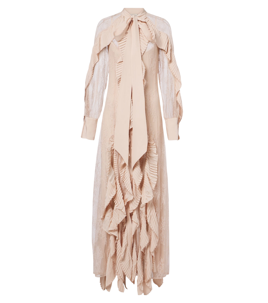 Blumarine Ruffled tie-neck lace gown