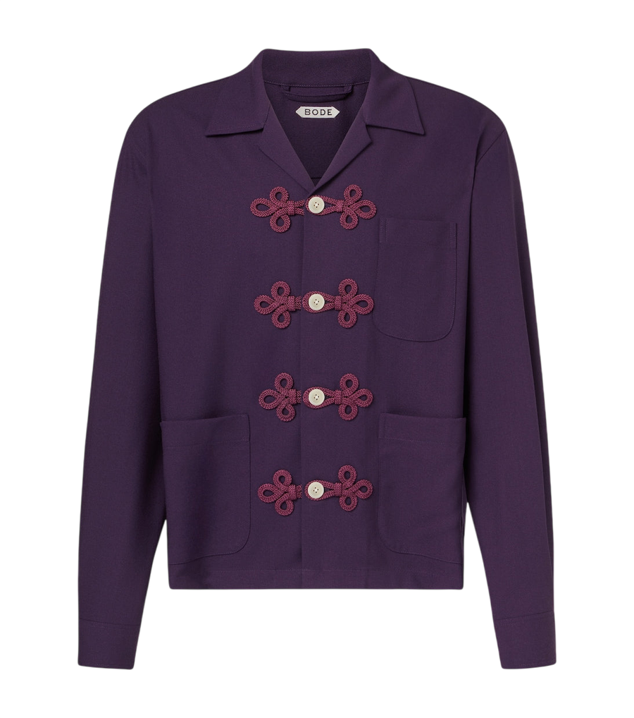 Bode Astor embroidered wool shirt