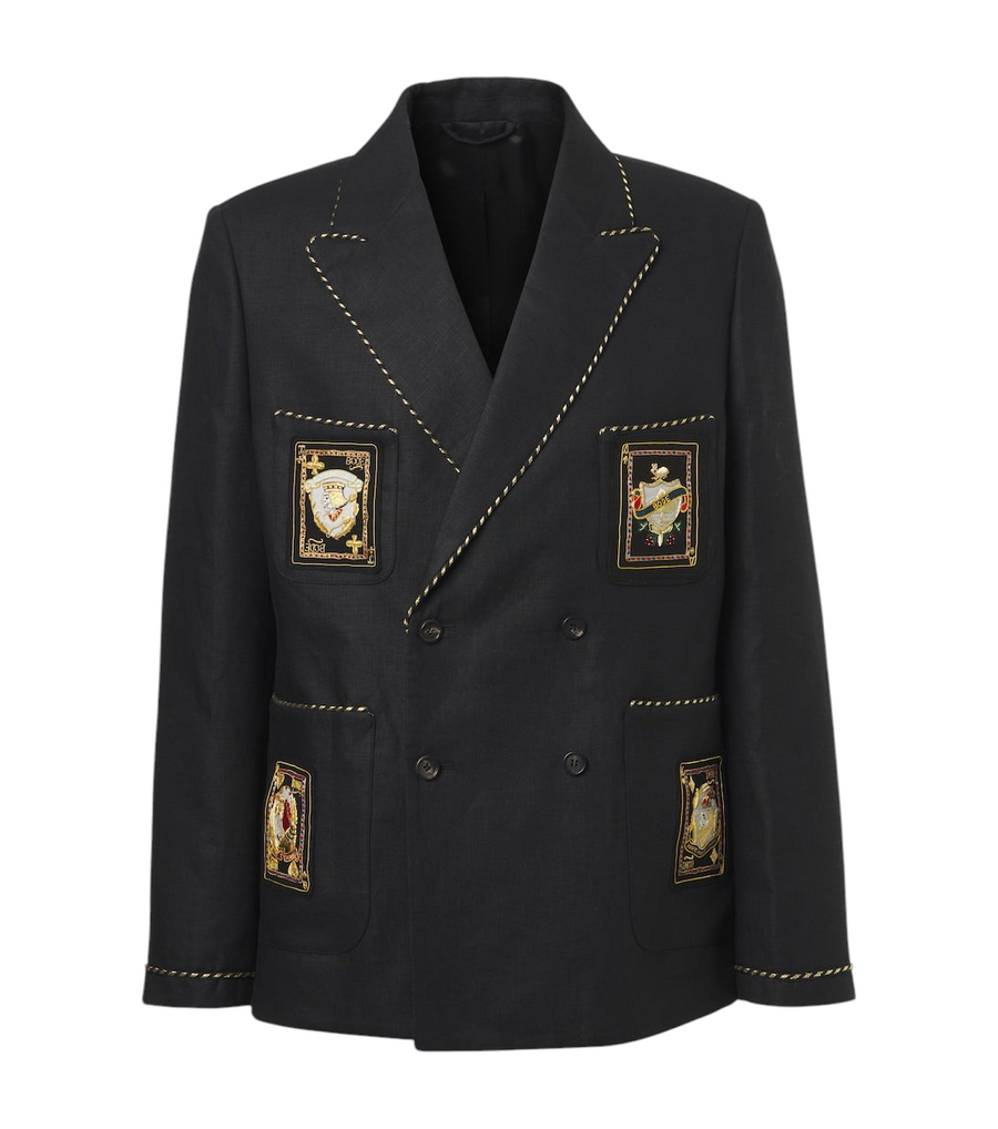 Bode Bullion Card linen suit jacket