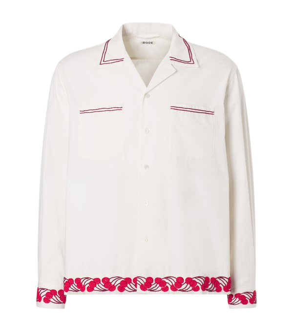 Bode Cherry Lane beaded cotton poplin shirt