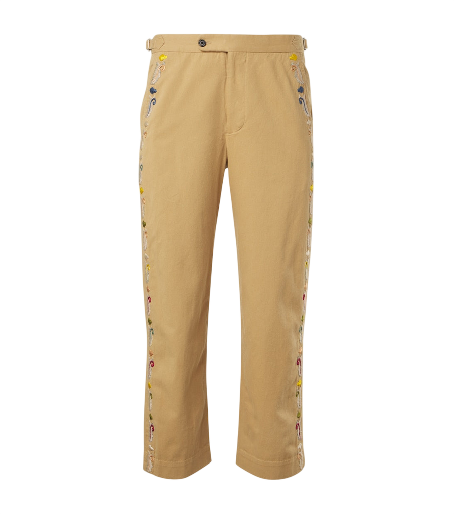 Bode Feather Runner cotton straight pants