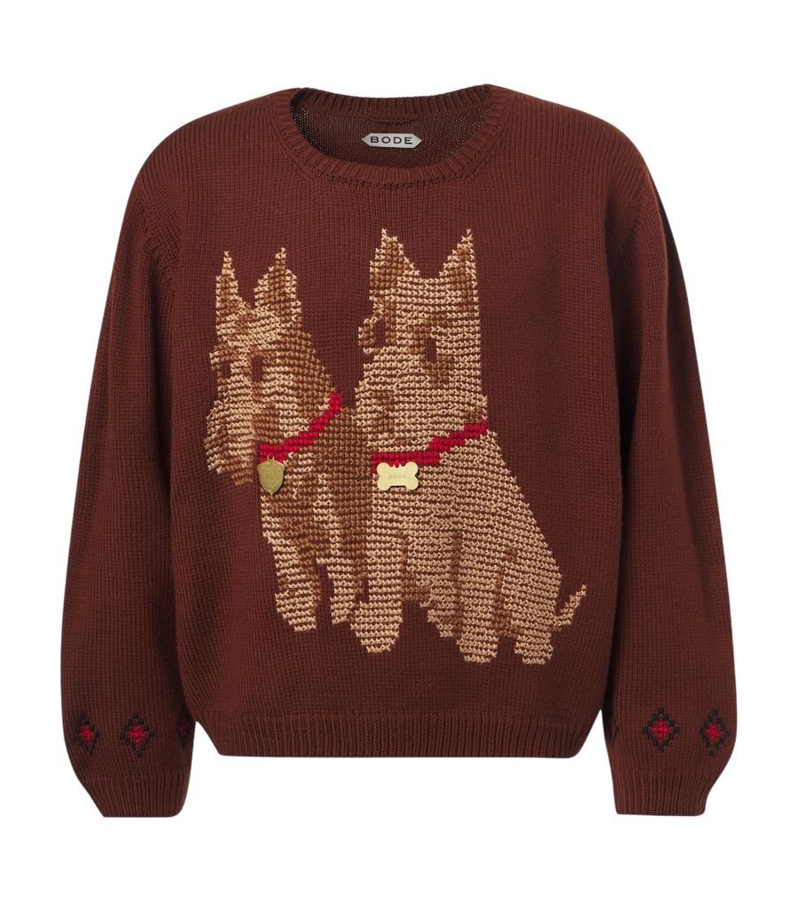 Bode Scottie embroidered wool sweater