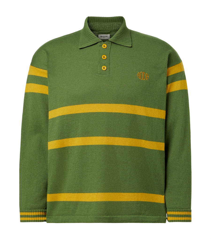 Bode Striped virgin wool polo sweater