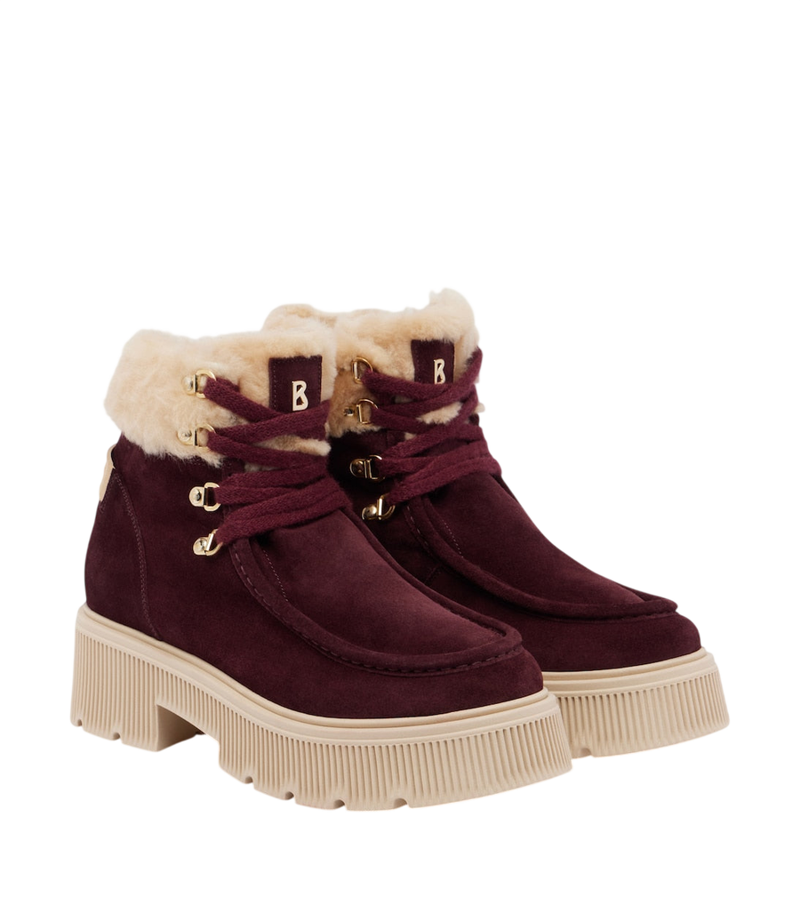 Bogner Turin shearling-trimmed suede lace-up boots