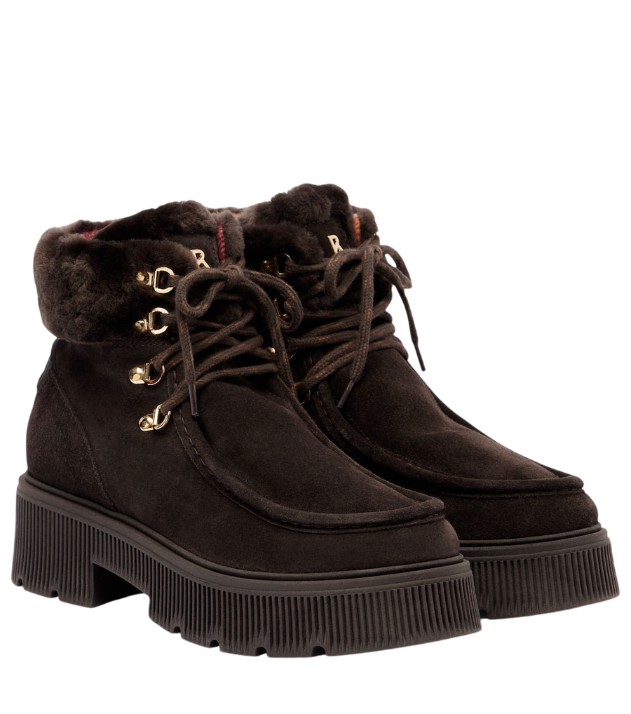 Bogner Turin shearling-trimmed suede lace-up boots
