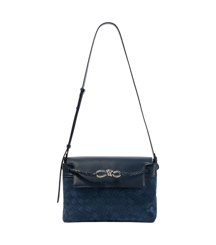 Bottega Veneta Andiamo Intrecciato Small suede messenger bag