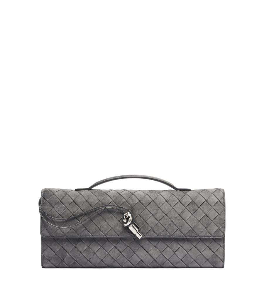 Bottega Veneta Andiamo Intrecciato suede clutch