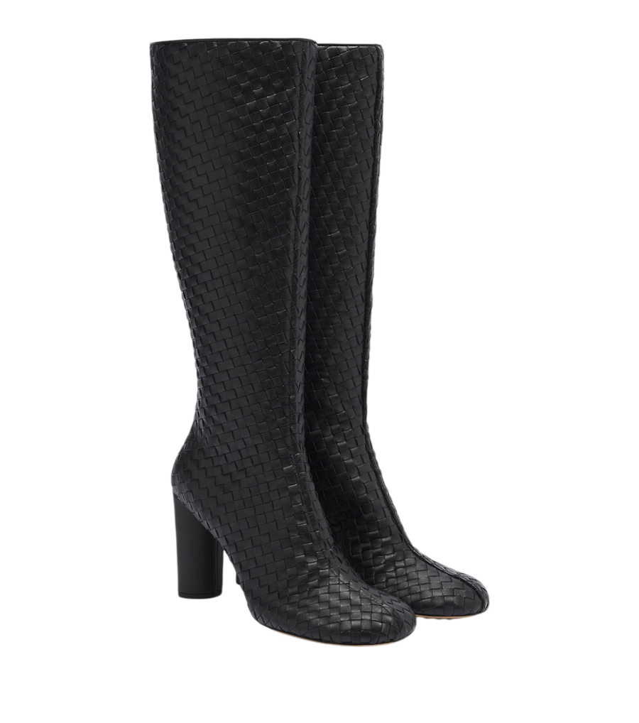Bottega Veneta Cherry Intrecciato leather knee-high boots