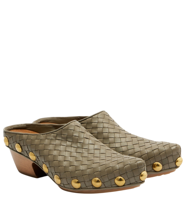 Bottega Veneta Gondola Intrecciato studded leather clogs
