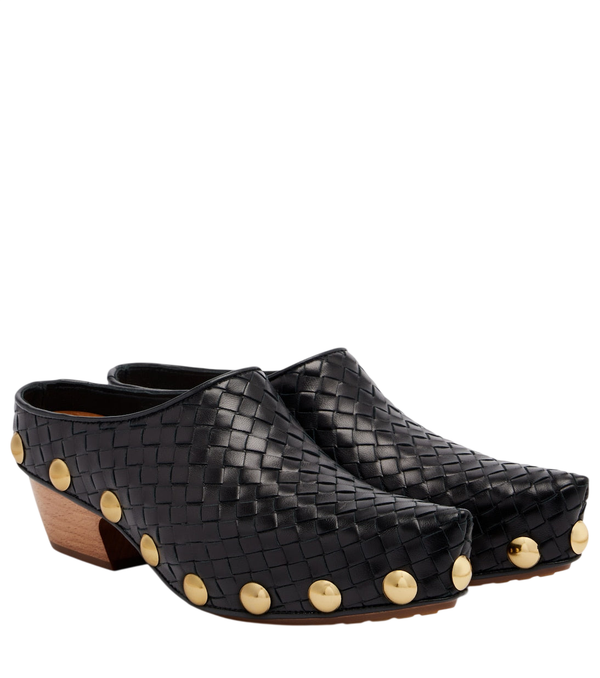 Bottega Veneta Gondola Intrecciato studded leather clogs