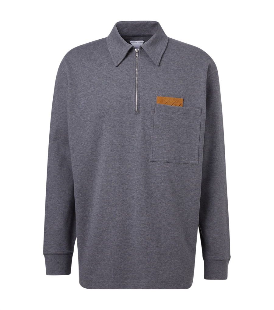 Bottega Veneta Intrecciato cotton jersey polo sweater