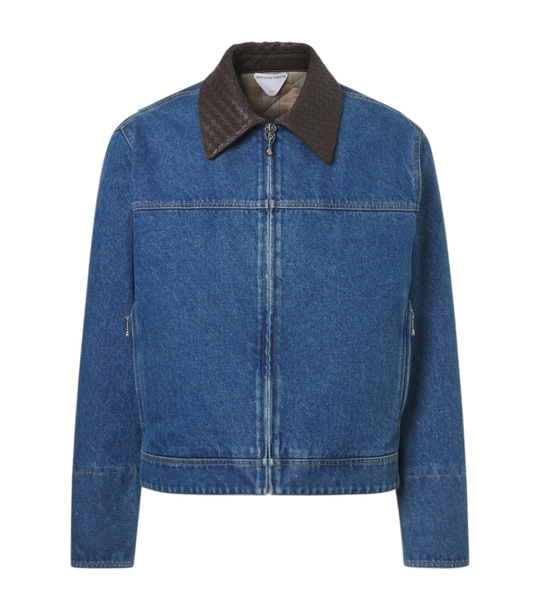 Bottega Veneta Intrecciato leather-trimmed denim jacket