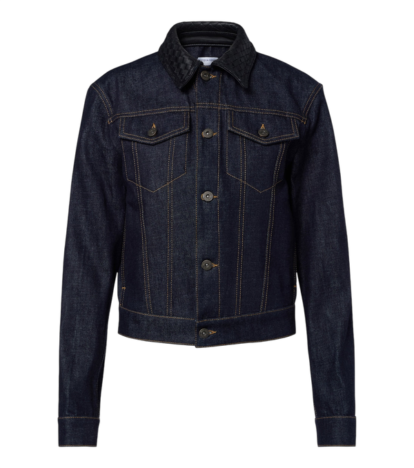 Bottega Veneta Intrecciato leather-trimmed denim jacket