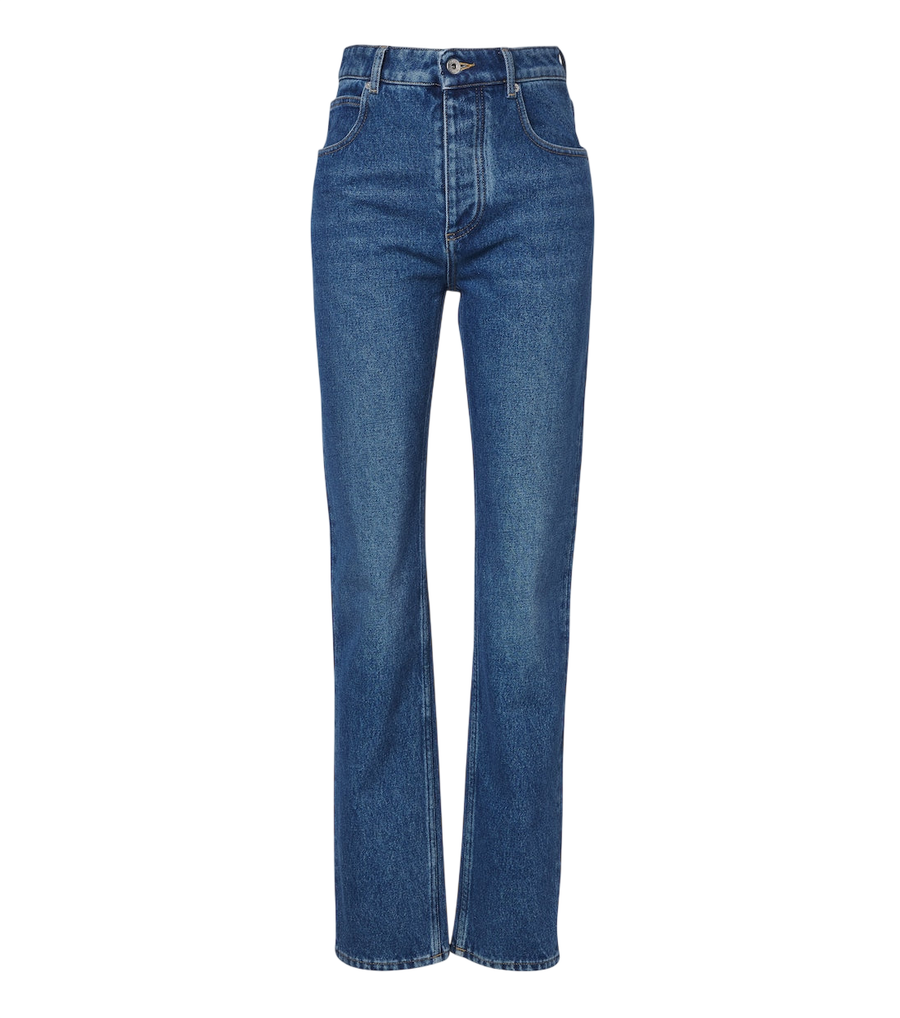 Bottega Veneta Intrecciato jeans slim con finiture in pelle