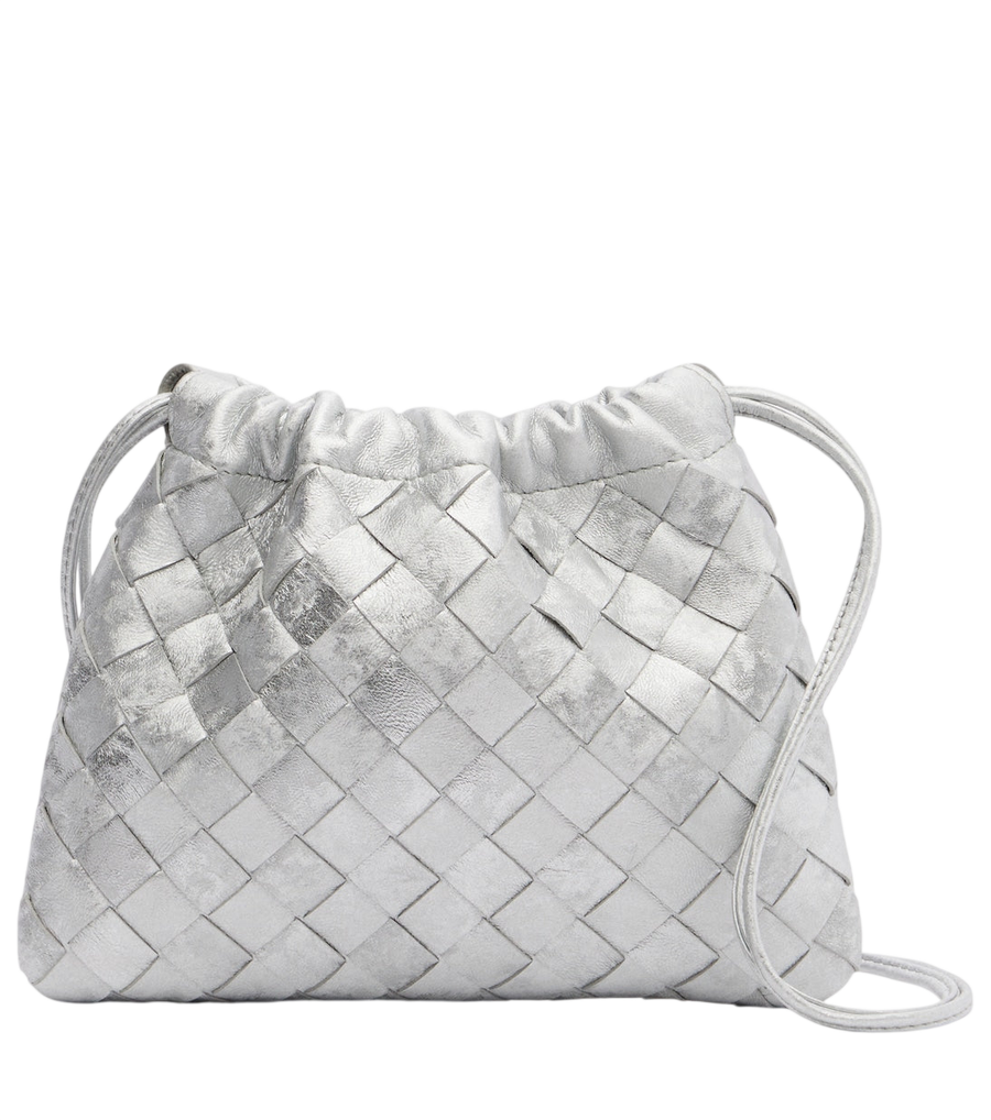 Bottega Veneta Intrecciato Small metallic leather pouch