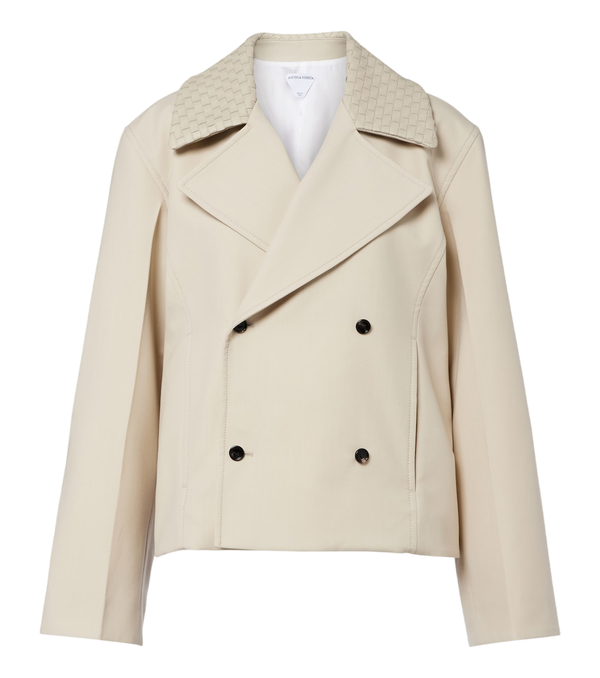 Bottega Veneta Intrecciato striped wool and cotton peacoat