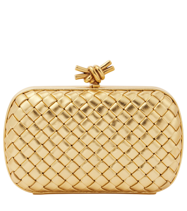 Bottega Veneta Nodo Intreccio Pochette in pelle metallizzata