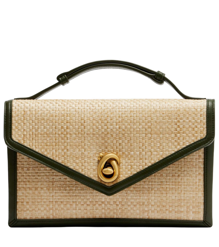 Bottega Veneta Knot Lock Medium raffia top-handle bag