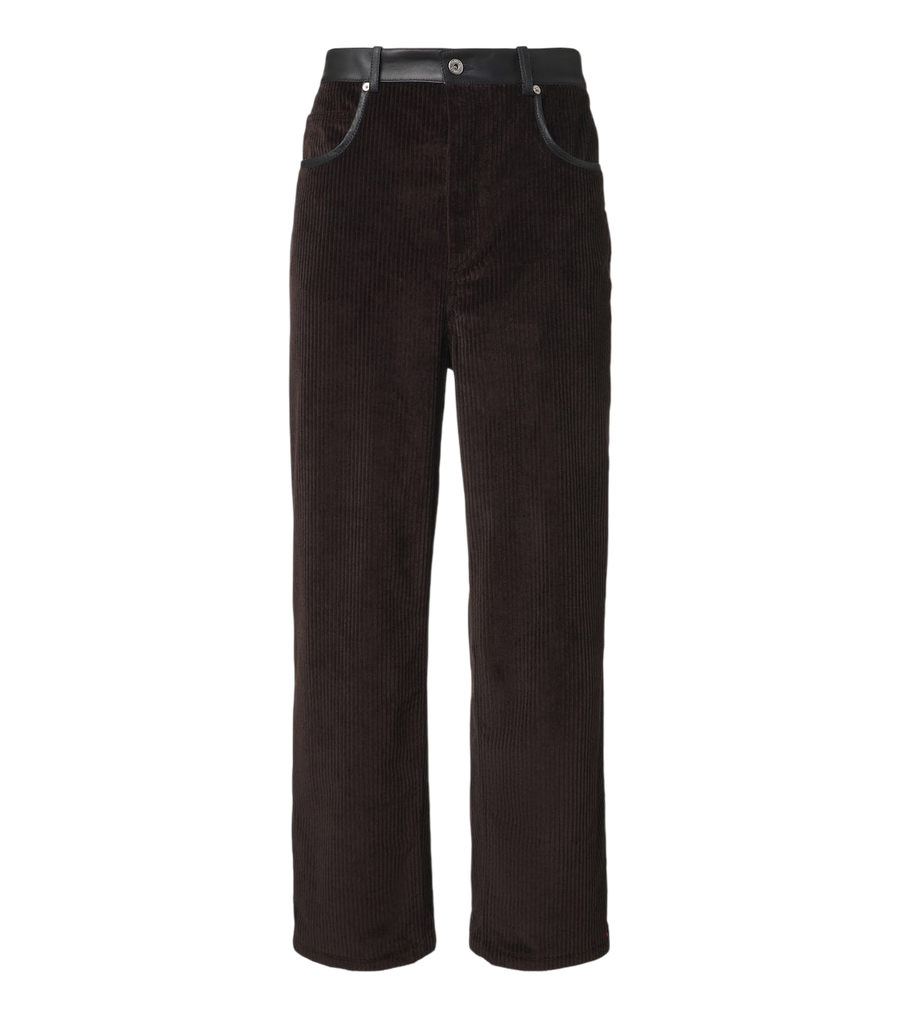Bottega Veneta Leather-trimmed corduroy straight pants