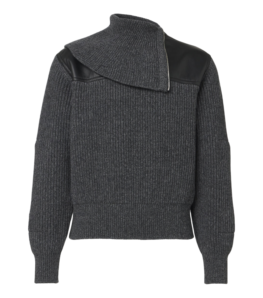 Bottega Veneta Leather-trimmed wool and cashmere sweater