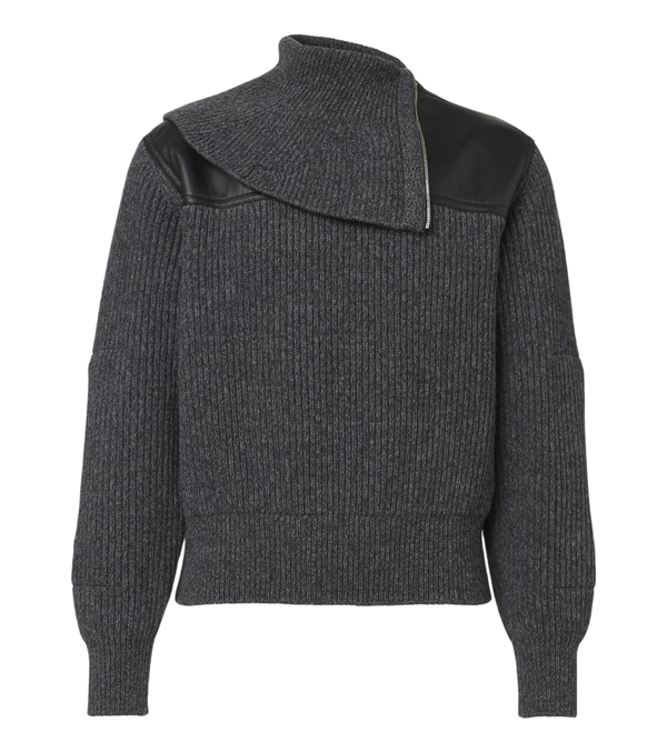 Bottega Veneta Leather-trimmed wool and cashmere sweater