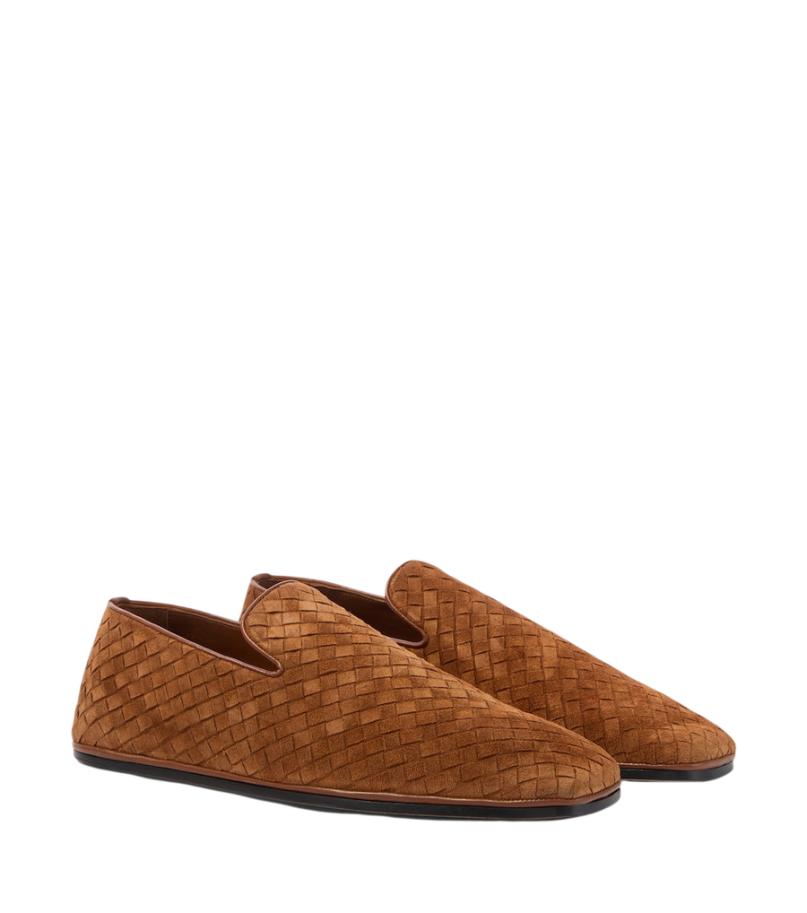Bottega Veneta Palazzo Intrecciato suede slip-on shoes