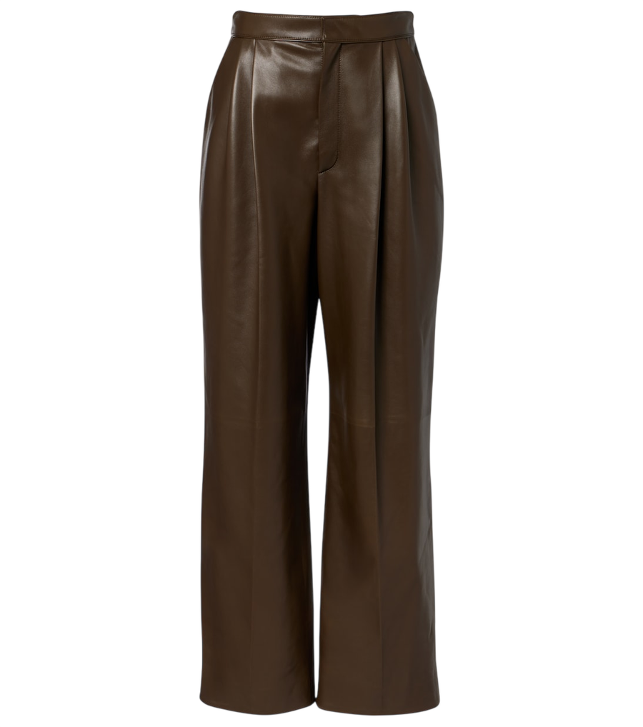 Bottega Veneta Pleated leather straight pants