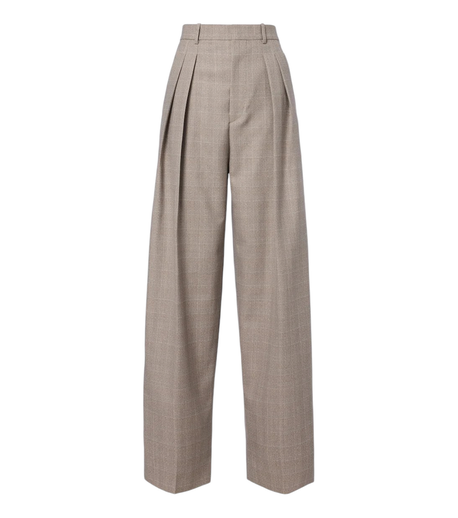 Bottega Veneta Prince of Wales check wool wide-leg pants