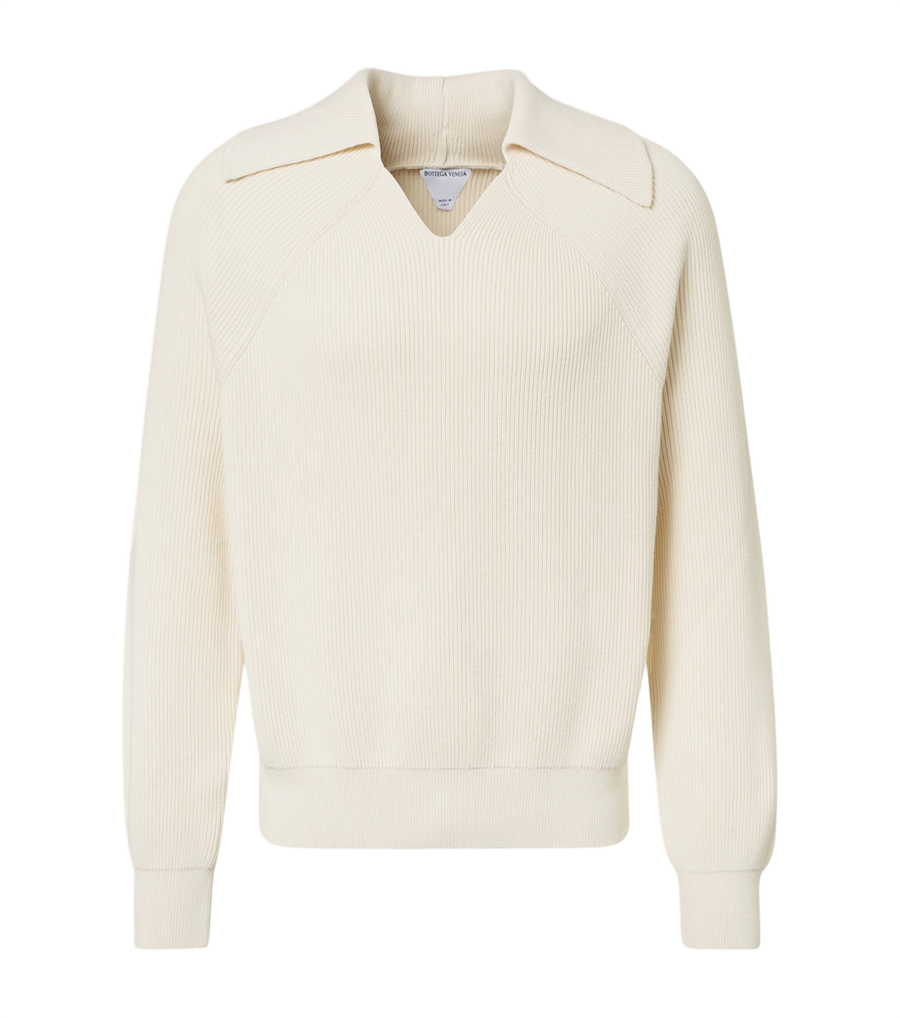 Bottega Veneta Ribbed-knit cotton polo sweater