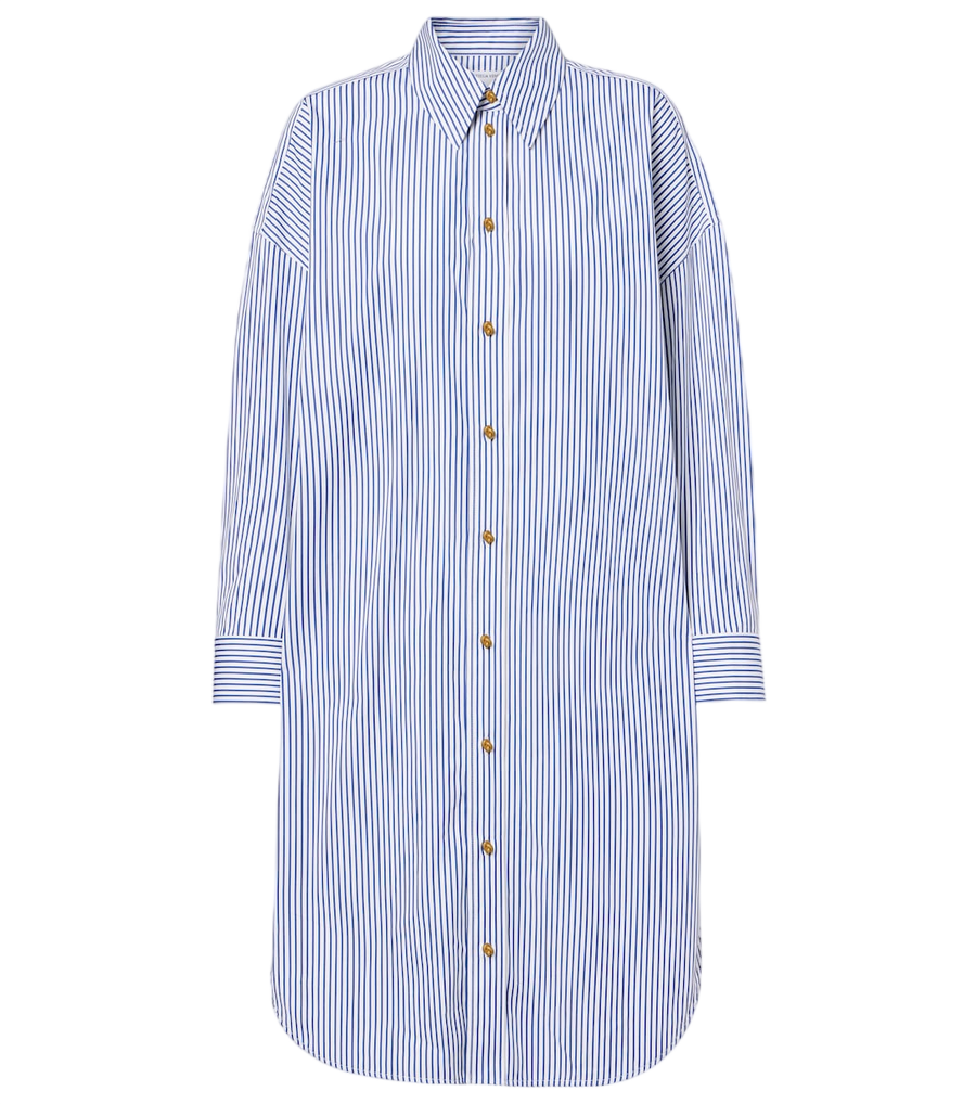 Camisa de popelina de algodón a rayas de Bottega Veneta