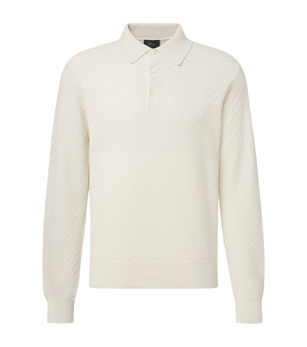 Brioni Cotton, silk, and cashmere polo sweater