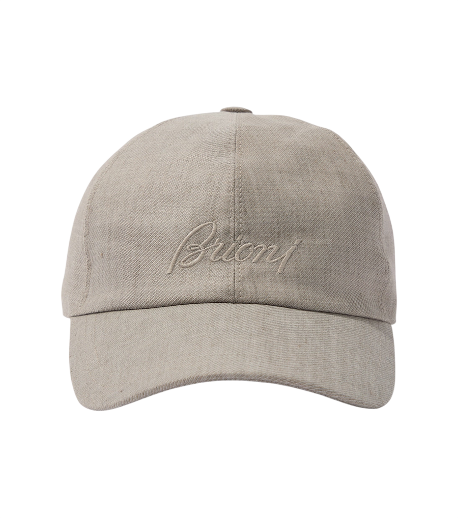 Brioni Logo linen and wool baseball cap