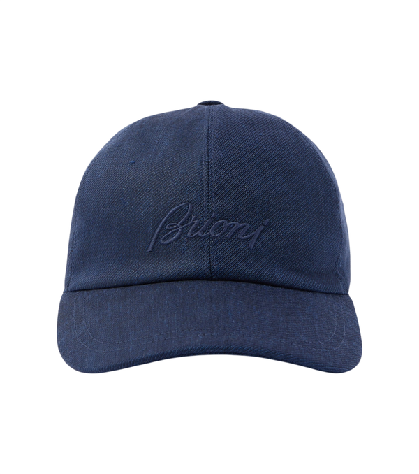 Brioni Cappellino da baseball in lino e lana con logo