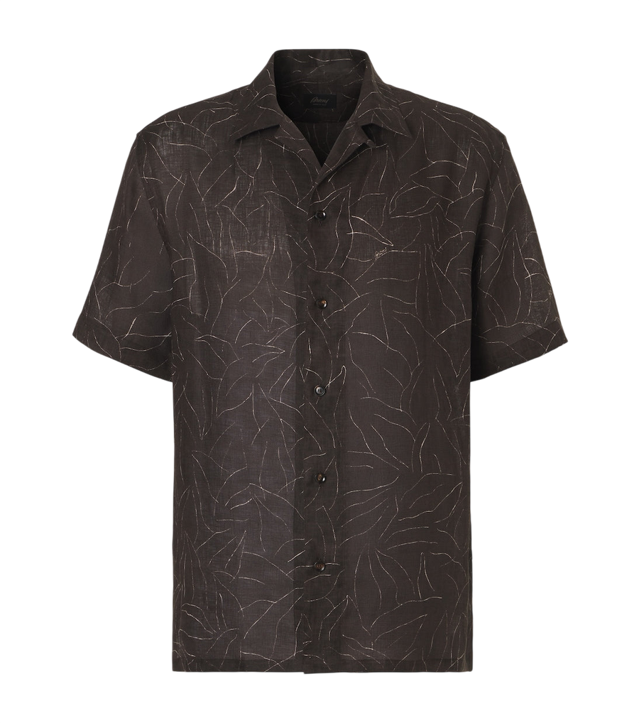 Brioni Printed linen bowling shirt
